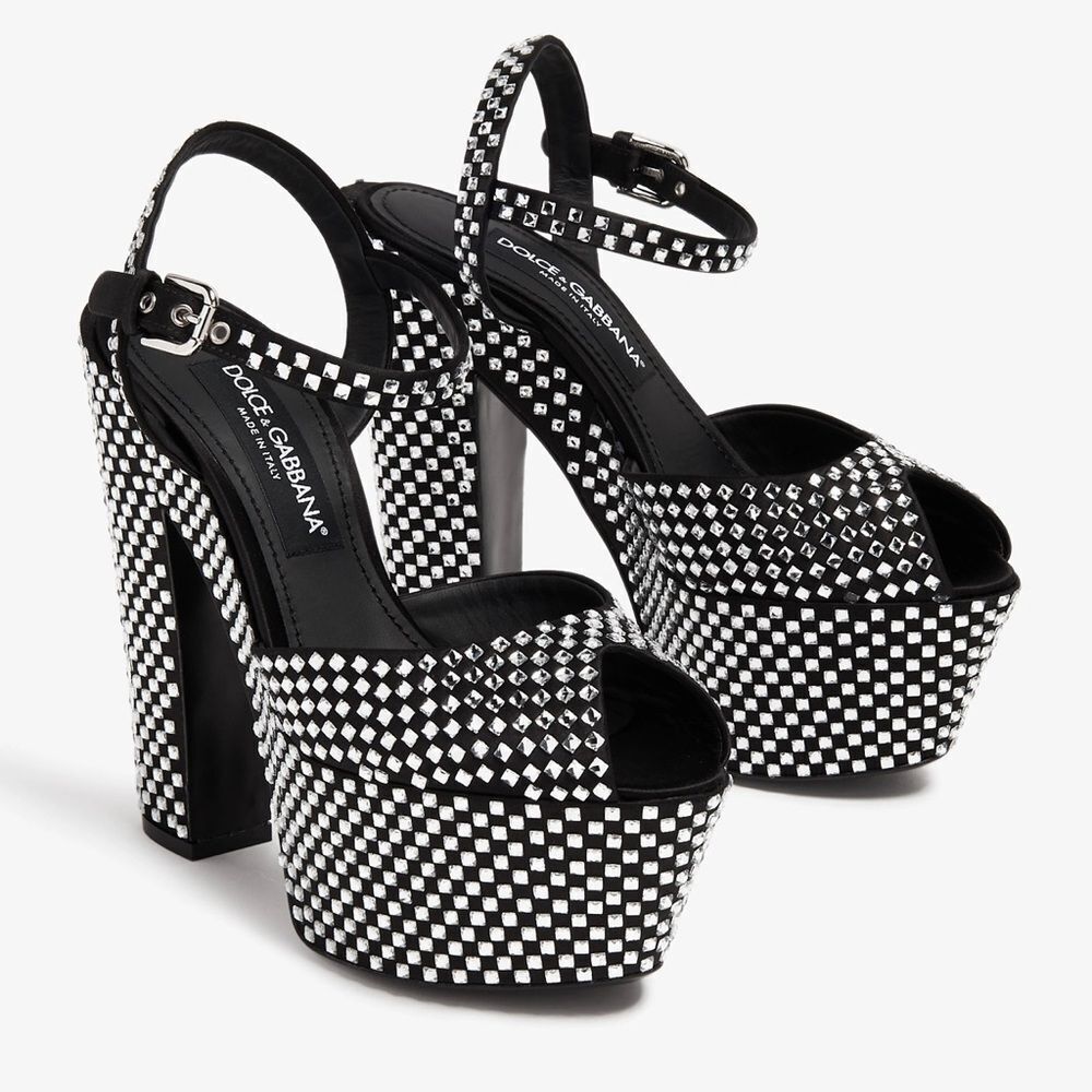 Dolce Gabbana Crystal-embellished platform sandals size 39